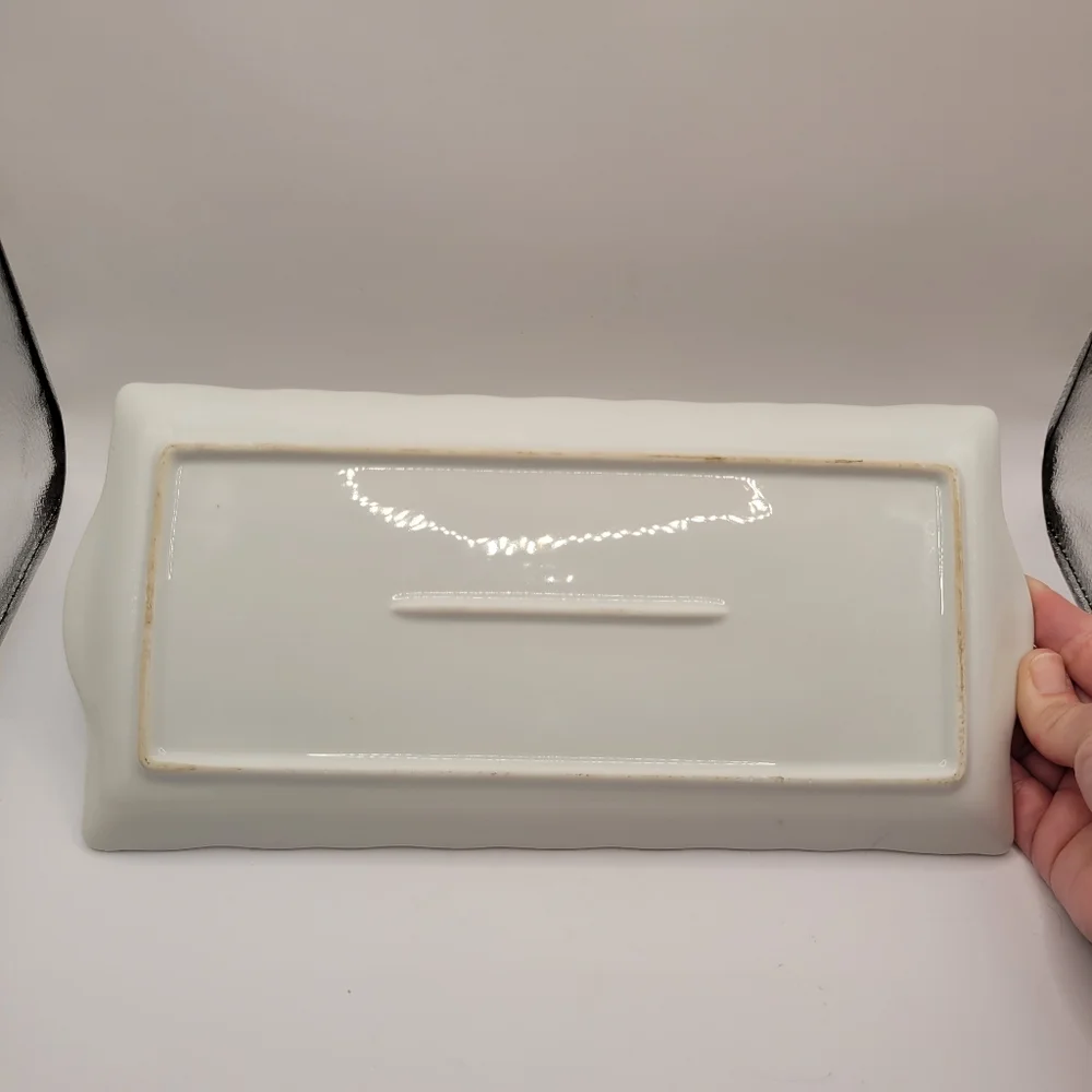 Vintage Hand Painted Floral Ceramic Vanity Tray Serving Plate Artist Signed